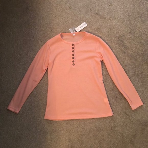 Women's Waffle Knit Top Casual Long Sleeve Blouse Slim Fit Button Down Size M - Picture 1 of 1